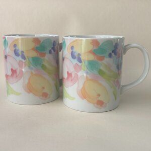 Vintage Floral Mugs - Set of 2- "Monet" by Abbot Collection